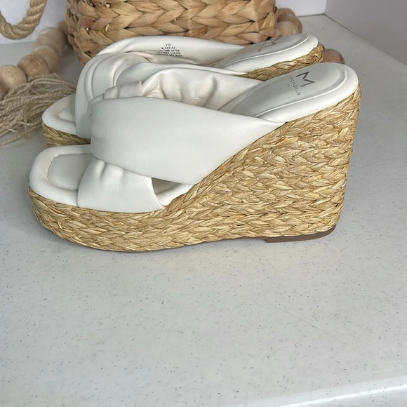 Marc Fisher Navina Espadrille Wedge Sandal Ivory/ Leather Sz 8.5 - Picture 6 of 11